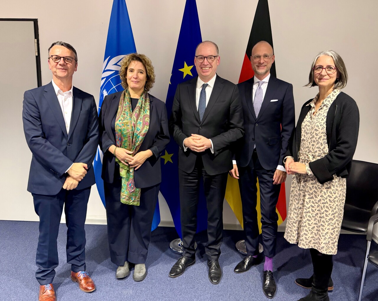 Der VBI im BMZ: Ralf Meyerhoff, Tanja Baur, Sascha Steuer und Anja Desaj im Gespräch mit Staatssekretär Niels Annen (Mitte)