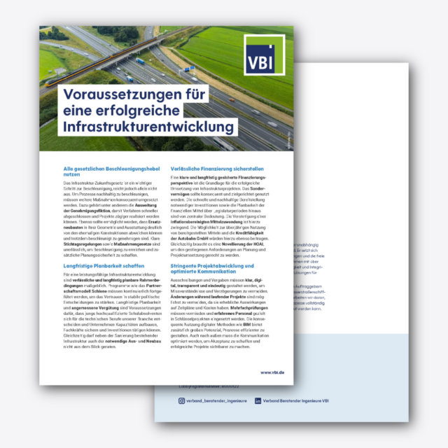 VBI-Positionspapier: Voraussetzungen für eine erfolgreiche Infrastrukturentwicklung