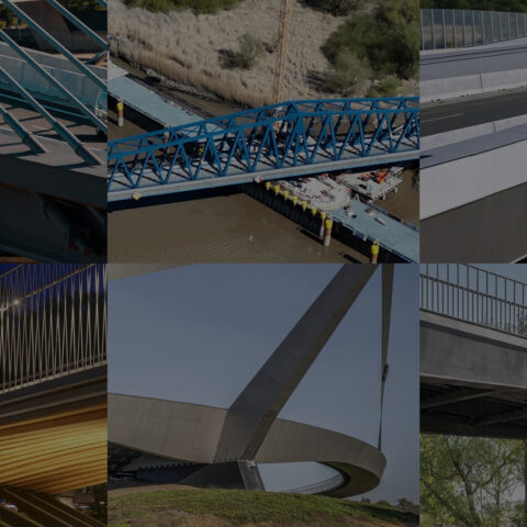 Fotocollage der sechs nominierten Bauwerke für den Deutschen Brückenbaupreis 2027